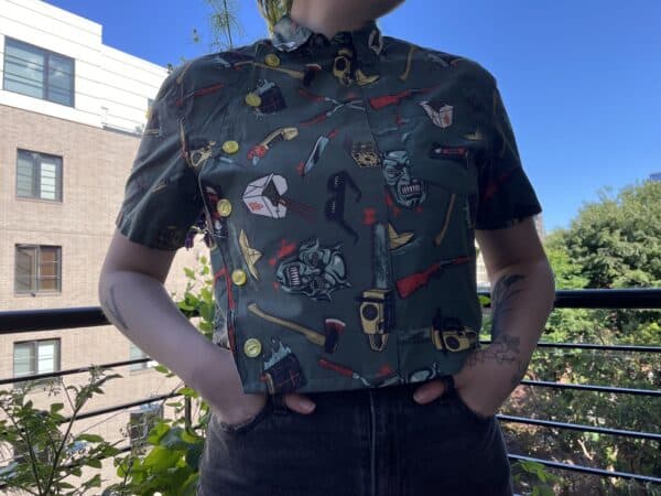 Upcycled Button-Down Shirt - Making an Asymmetrical Top - Shiny