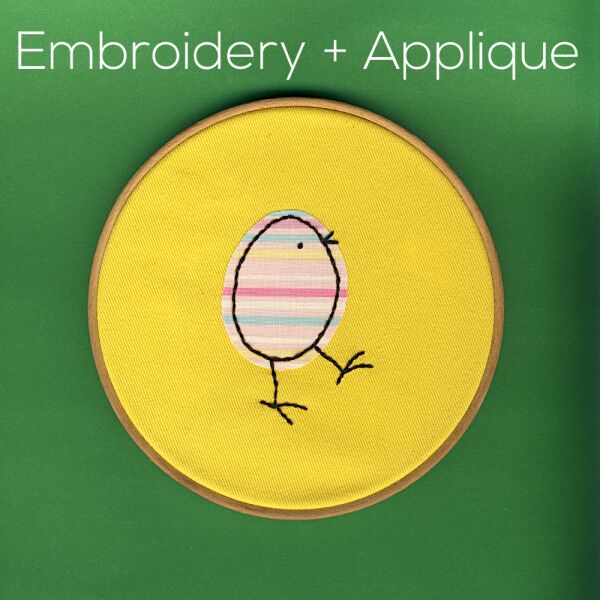 striped Easter chick - combining applique and embroidery for a cute effect