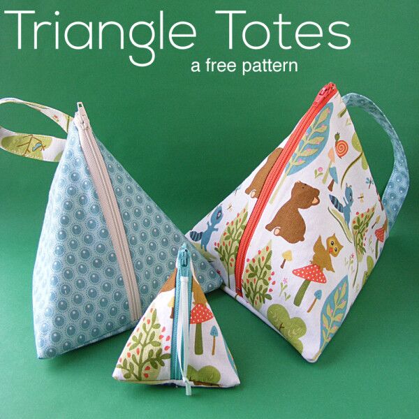 Triangle Tote Bags a free pattern Shiny Happy World