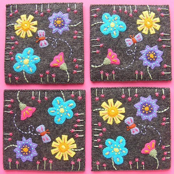 Fancy Flowery Felt Coasters – a free pattern! - Shiny Happy World